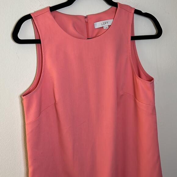 LOFT Coral Laser Cut Hem Sleeveless Shift Dress Size 6 - Picture 4 of 8